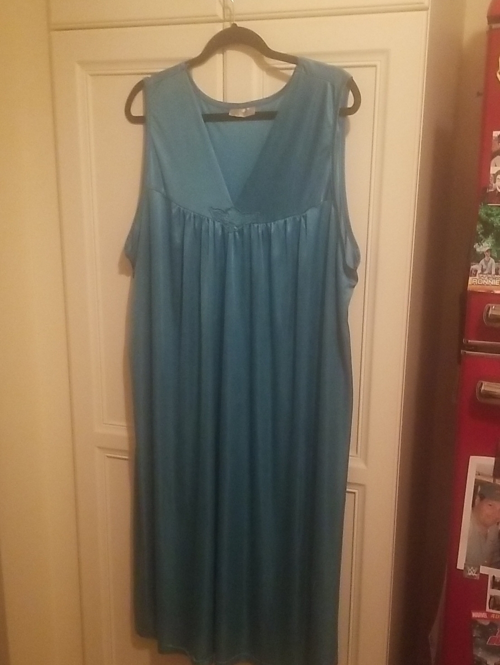 Teal Nightgown Vintage Embroidered Sz 4X Full Length